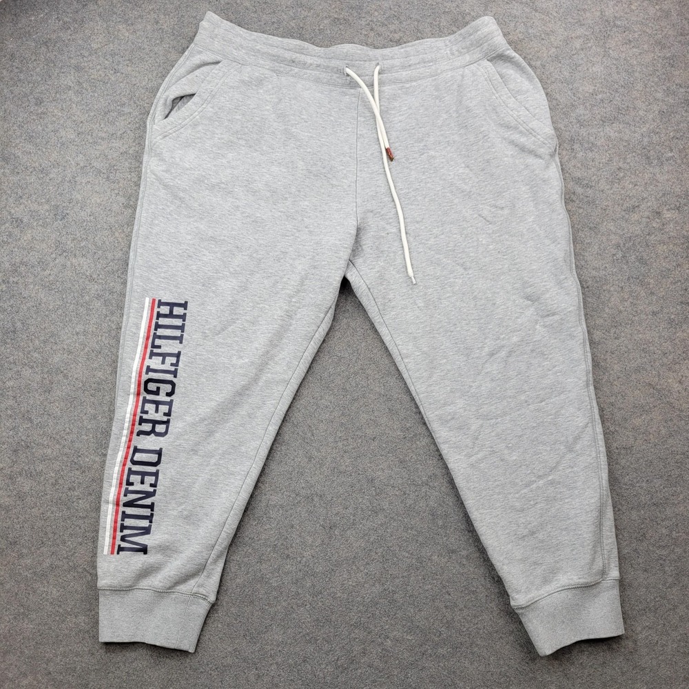 Tommy Hilfiger Sweatpants Mens XL Gray Fleece‎ Joggers Hilfiger Denim Cuffed